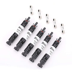 BougeRV inline fuse holder front view showing plug ends and compact housing for easy protection