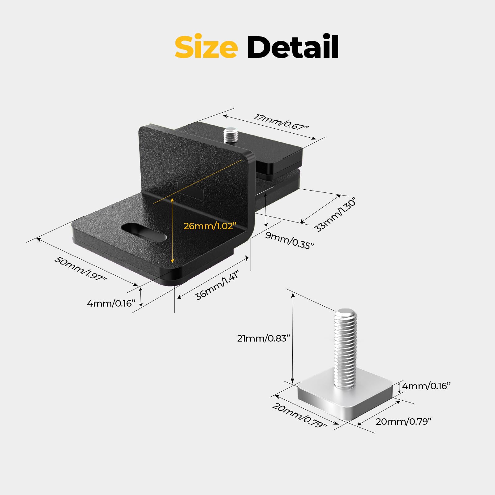 BougeRV scale comparison with ruler illustrating compact bracket size