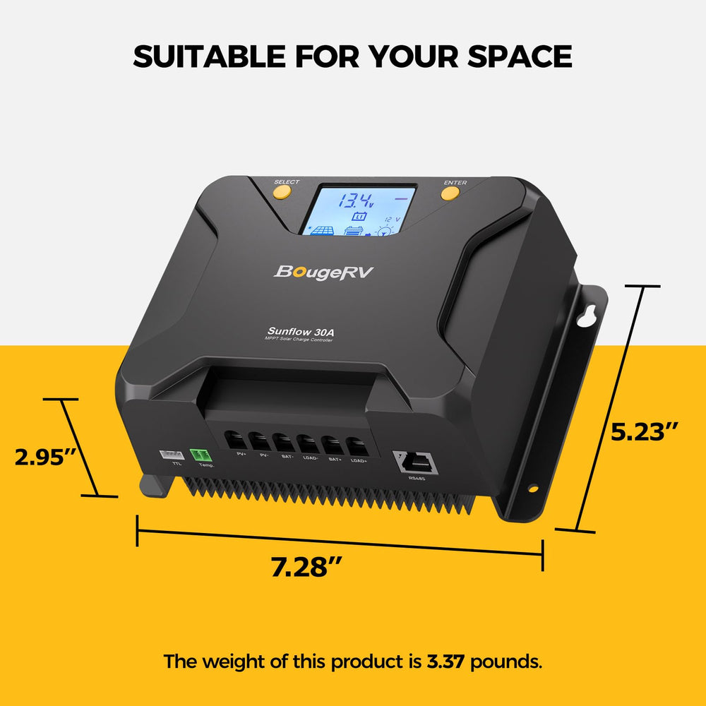 BougeRV Sunflow next to hand for scale showing compact robust form factor