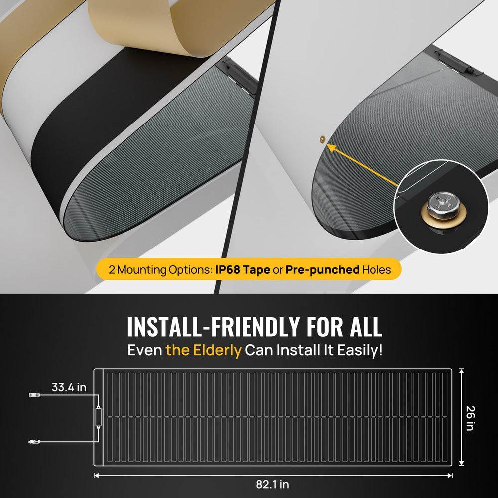 BougeRV Yuma flexed on a curved rooftop showing 360° bendability for curved installs