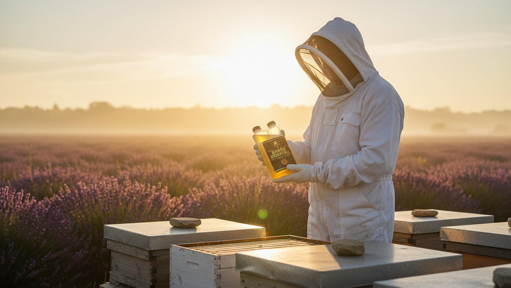 Bountiful Bees label close-up showing natural food-grade ingredient benefits