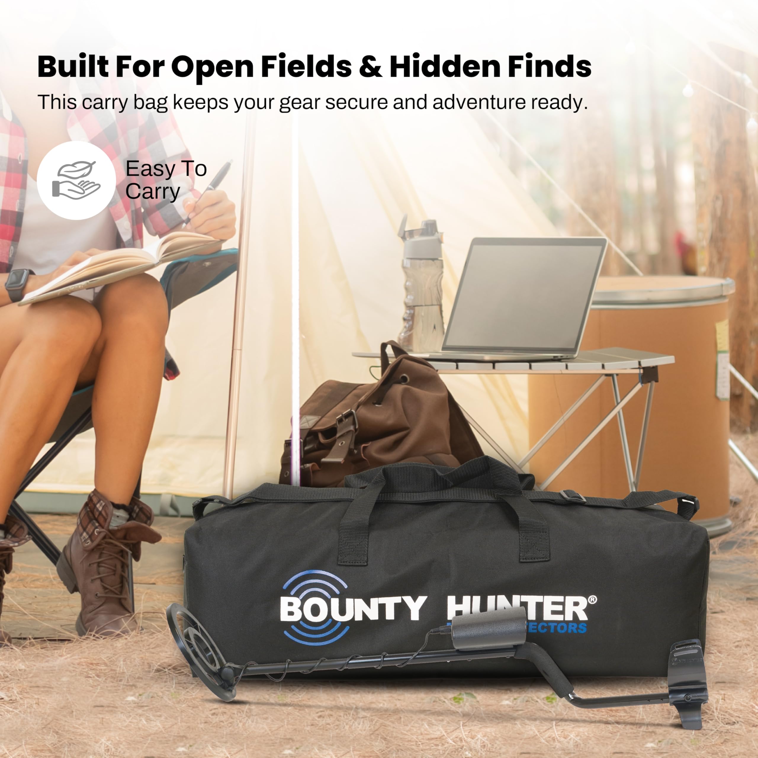 Bounty Hunter reinforced handle and rust-resistant zipper for durability