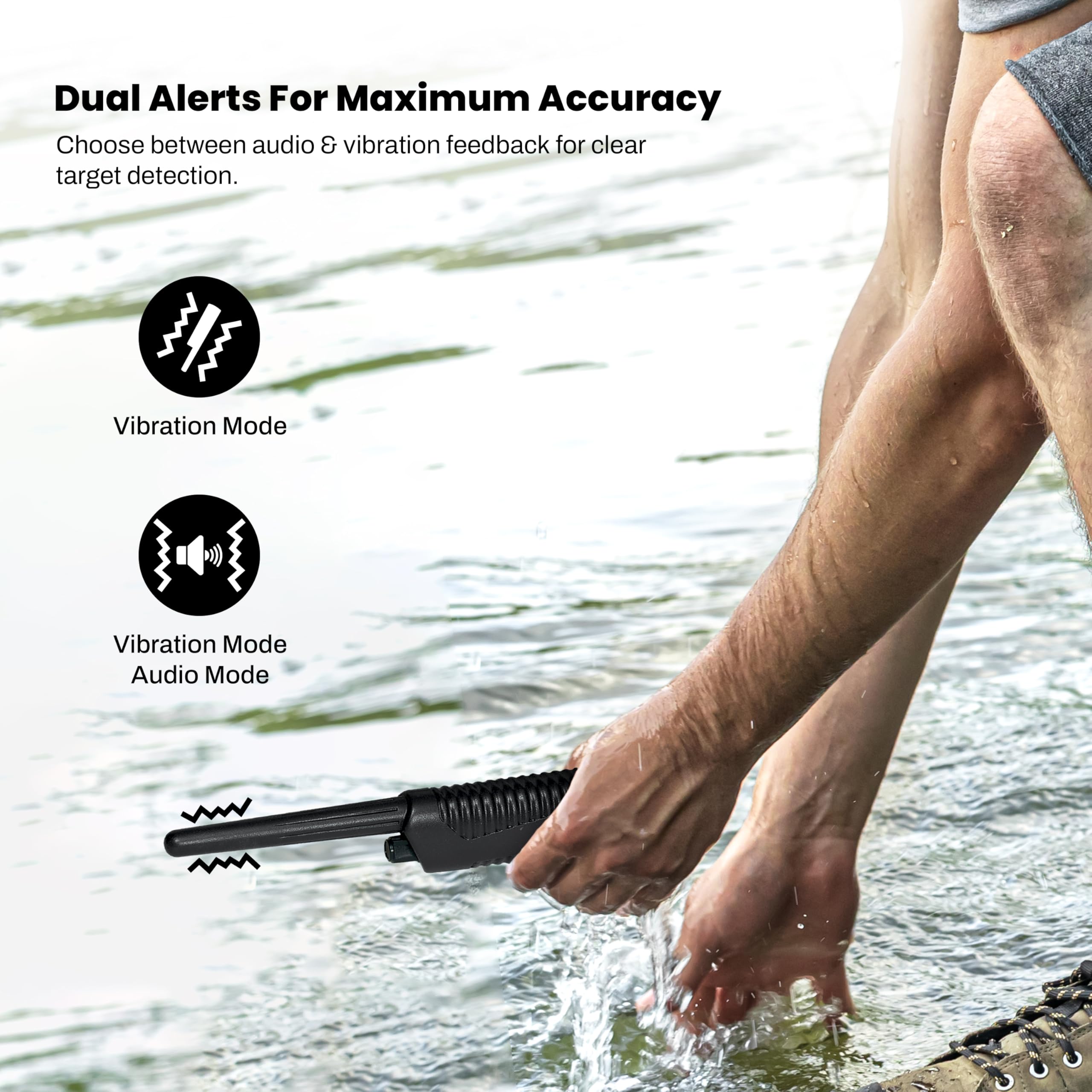 bounty hunter pinpointer tip closeup highlighting precise detection accuracy benefit