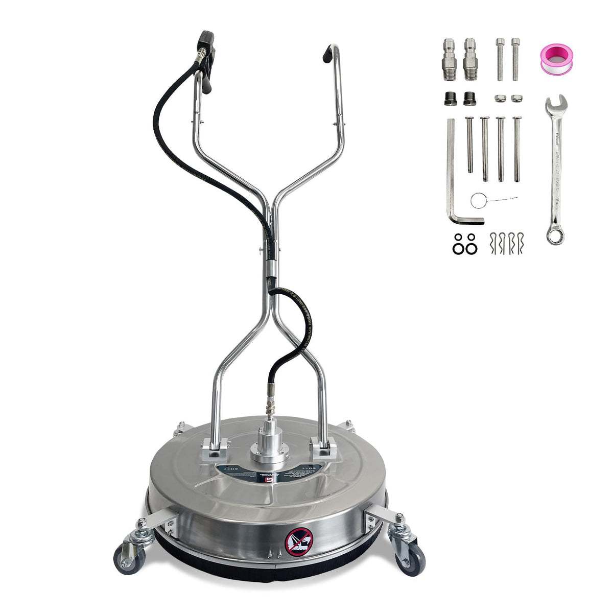 BouPower front view of surface cleaner showing wide 24-inch cleaning path and control