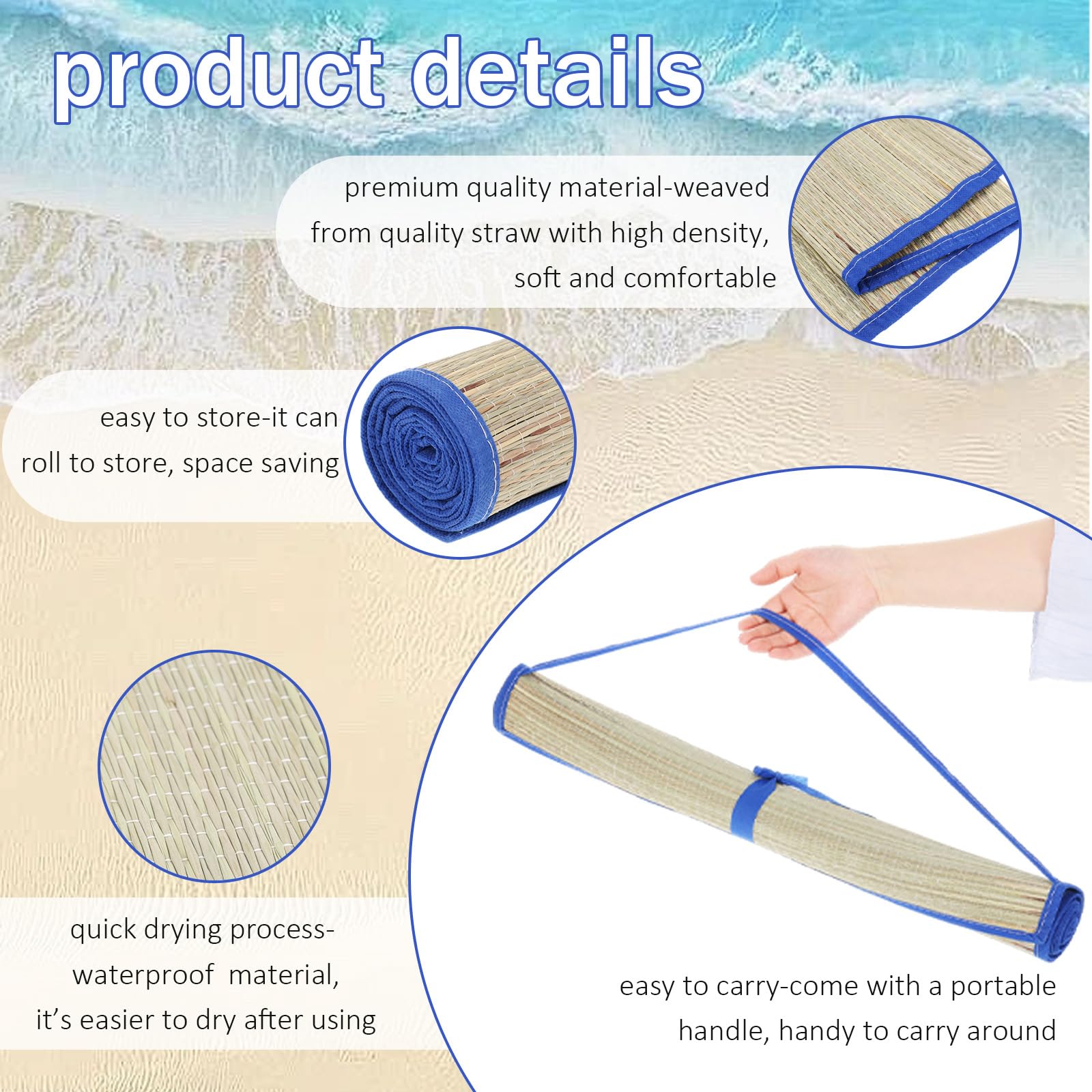 BOUTICOL rolled mat secured by handle strap for compact, tangle-free carrying