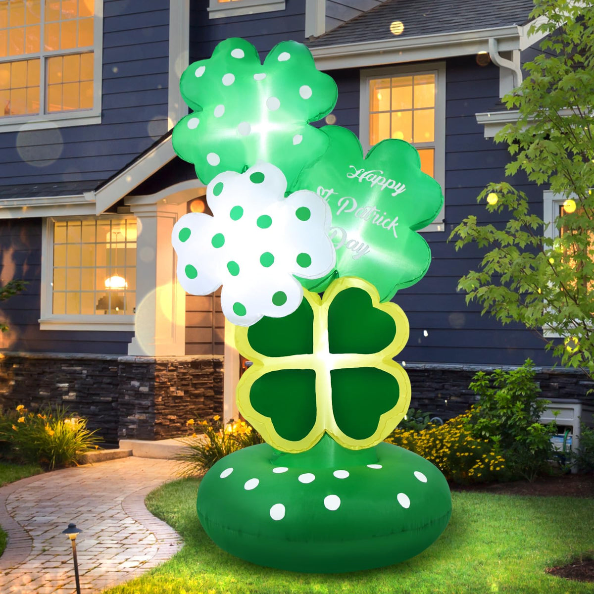 Boveco shamrock front view showing festive yard presence and vivid color
