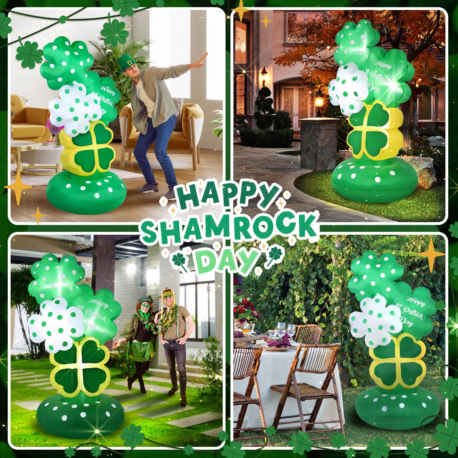 Boveco shamrock next to person showing 6-foot scale for size reference