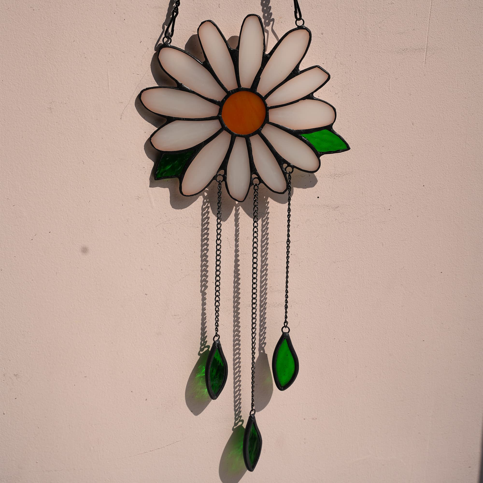 BOXCASA daisy hanging in window casting colorful light into room