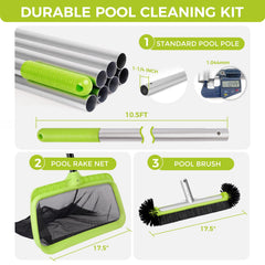BoxedHome extended adjustable aluminum pole reaching deep pool, improved reach