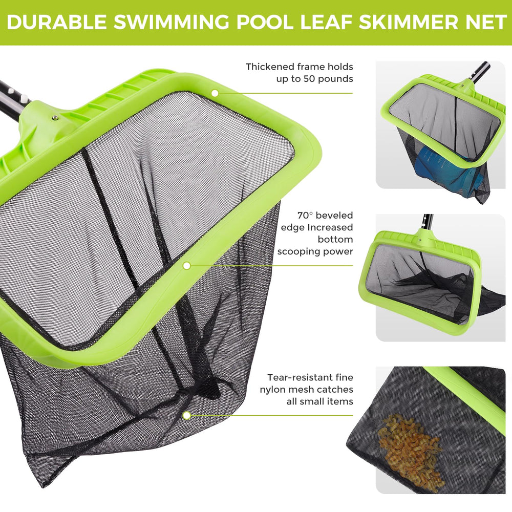 BoxedHome close-up of fine-mesh skimmer net catching leaves, effective debris removal