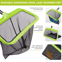 BoxedHome close-up of fine-mesh skimmer net catching leaves, effective debris removal