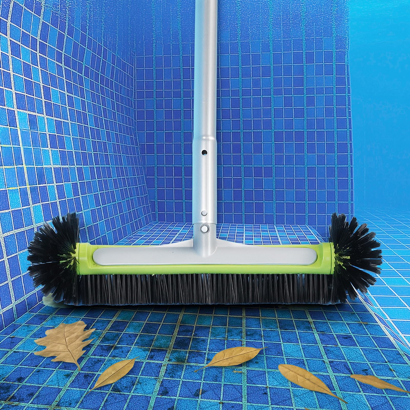 BoxedHome kit in use skimming a residential pool surface, easy routine cleaning