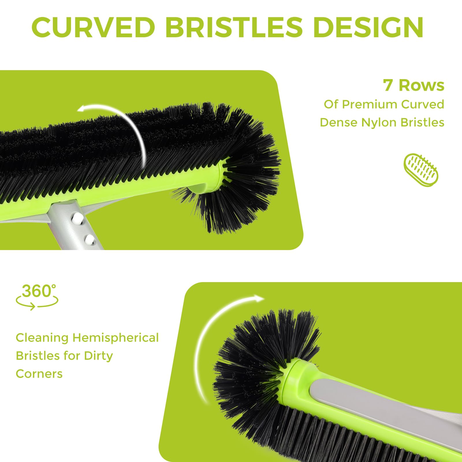 BoxedHome detailed view of 17.5 inch rounded brush head, scrubs walls and corners