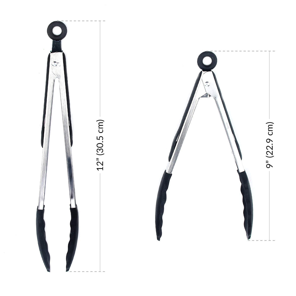 Boxiki Kitchen tongs serving salad at table for precise, gentle plating