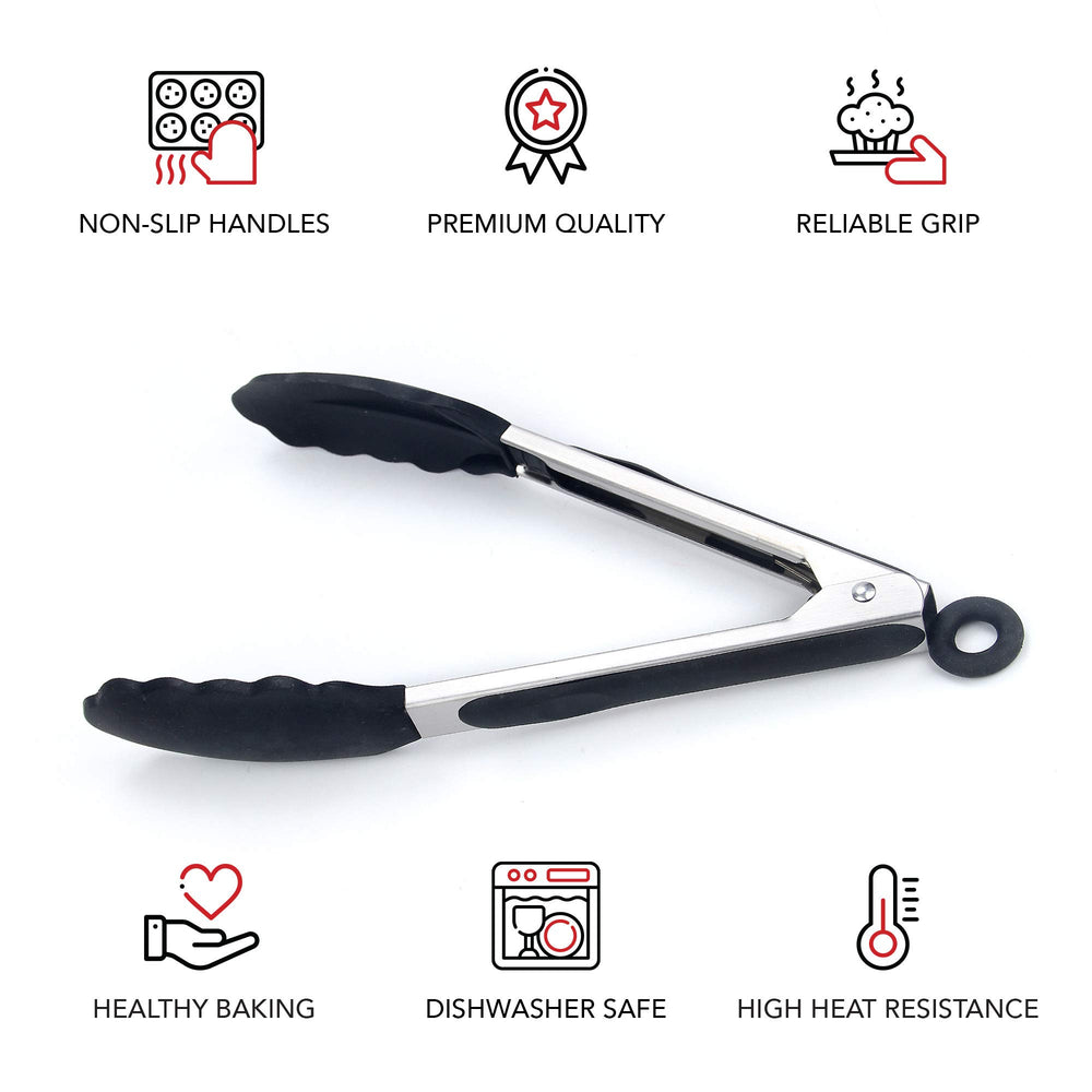 Boxiki Kitchen tongs stored in a kitchen drawer to save space and stay organized