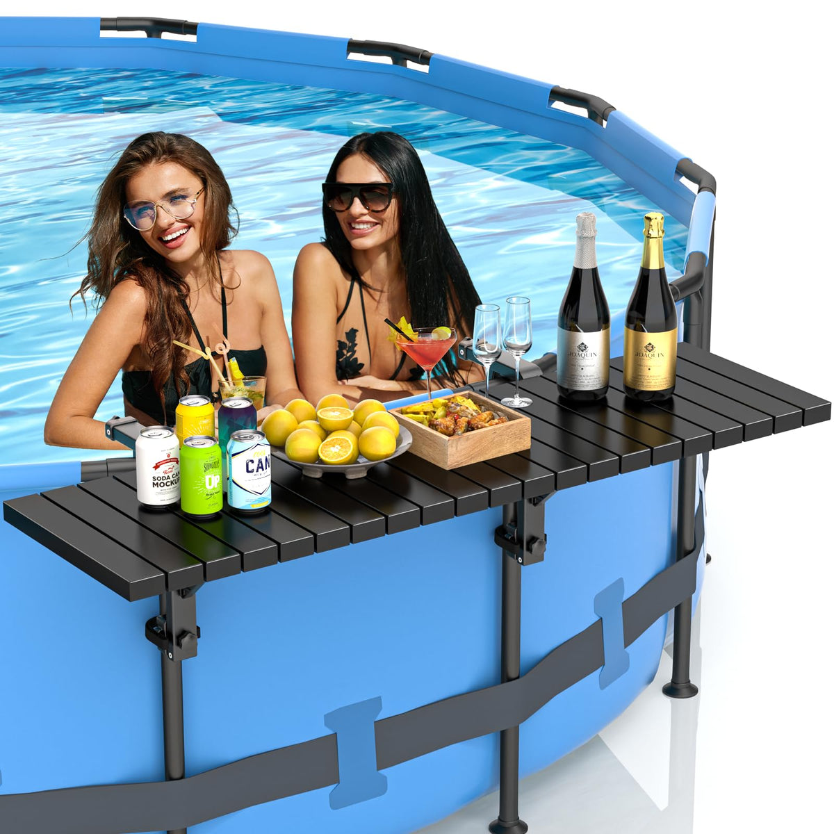 BoYata pool bar front view showing full tabletop and stable support