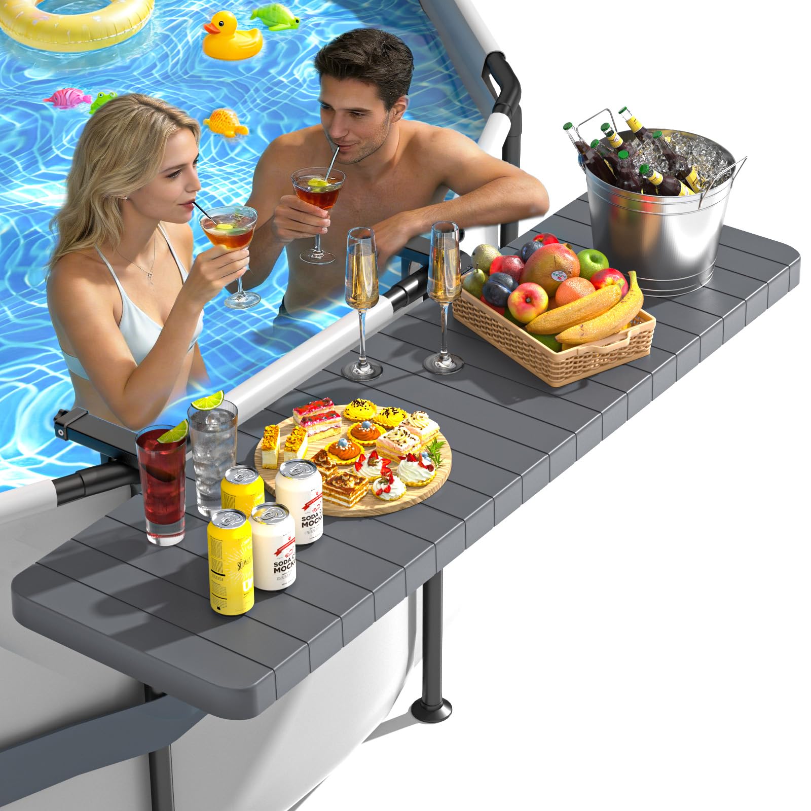 BoYata pool bar front view showing full tabletop and stable design