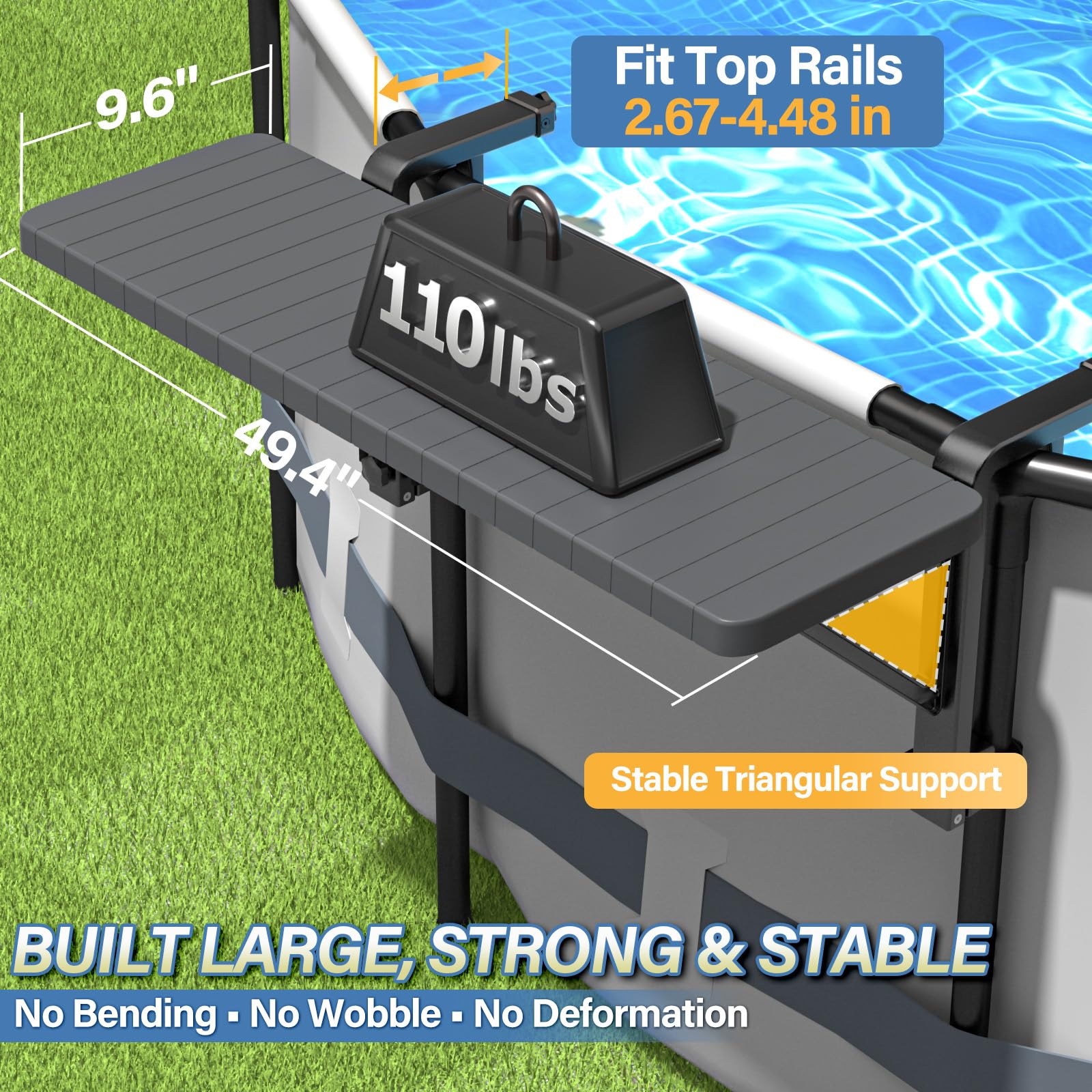 BoYata pool bar triangular support detail showing reinforced stability