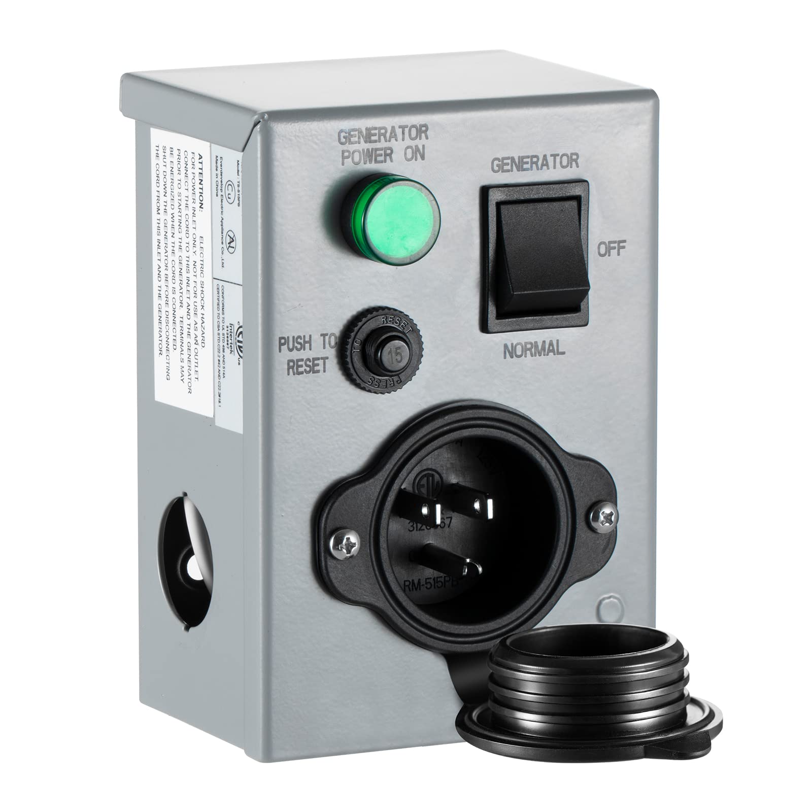 BOYISEN front panel showing inlet and switch, highlights safe generator connection