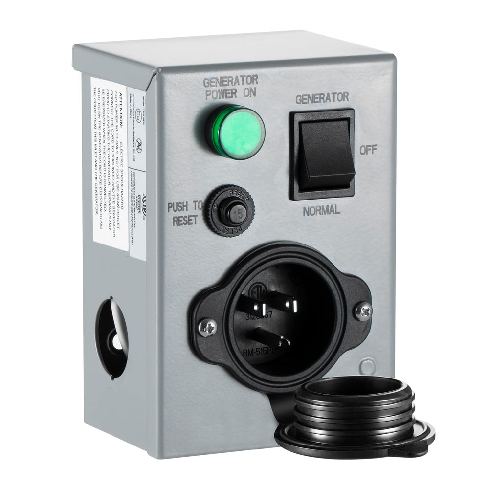 BOYISEN front panel showing inlet and switch, highlights safe generator connection
