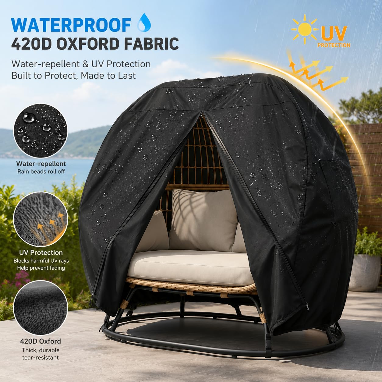 boyspringg bottom drawstring and buckles securing cover against wind