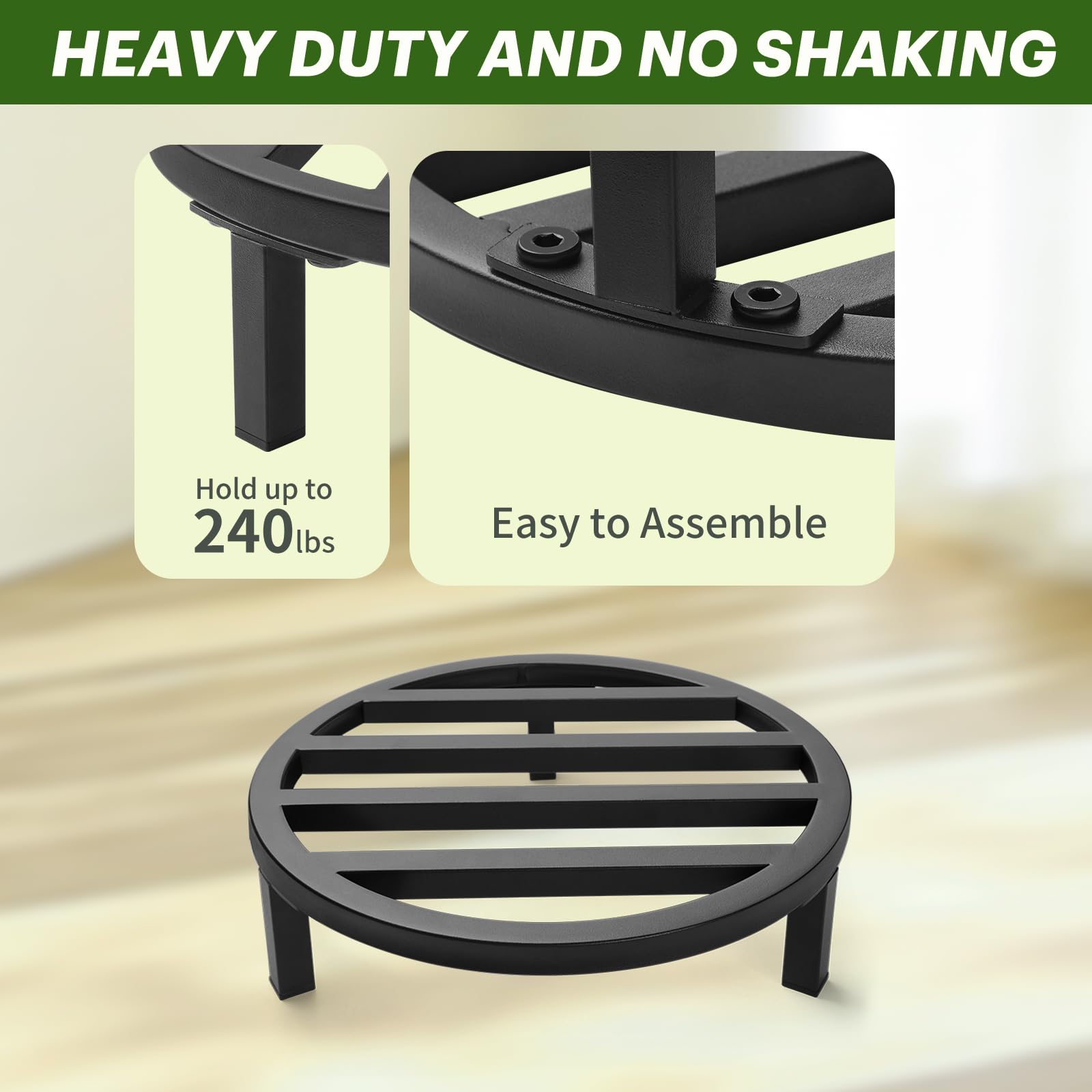 bozopion plant stand next to common pot for size comparison and fit guidance