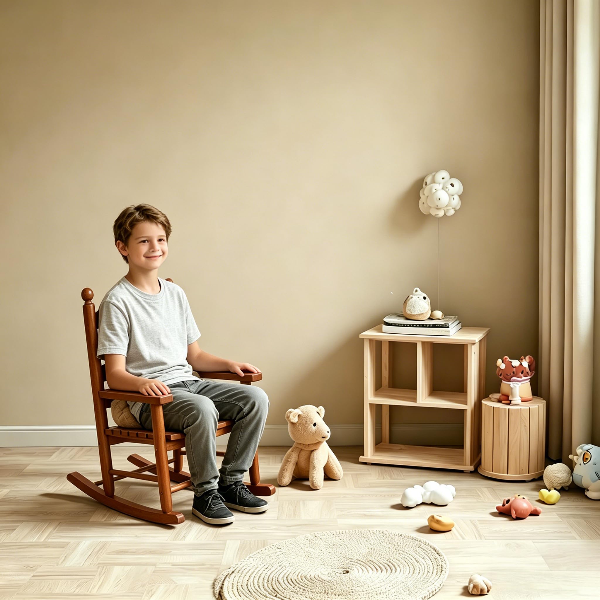 BplusZ chair next to toys shows scale and suitability for small children