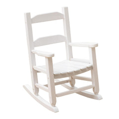 BplusZ front view of white toddler rocking chair showing safe sturdy design