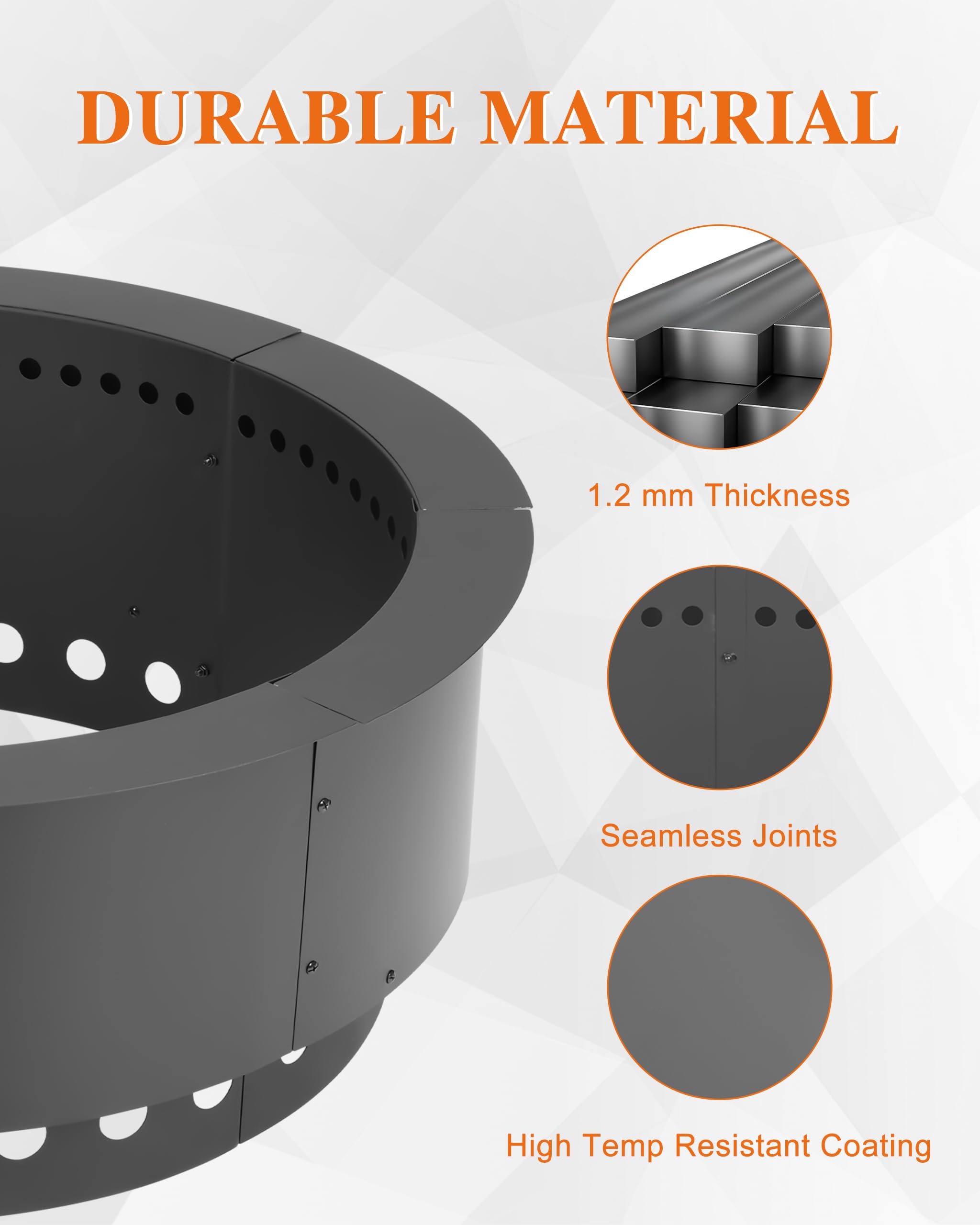 BPS detail of powder-coat texture offering rust resistance and heat durability