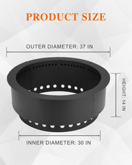 BPS top-down showing 30-inch inner diameter for large logs and longer burns
