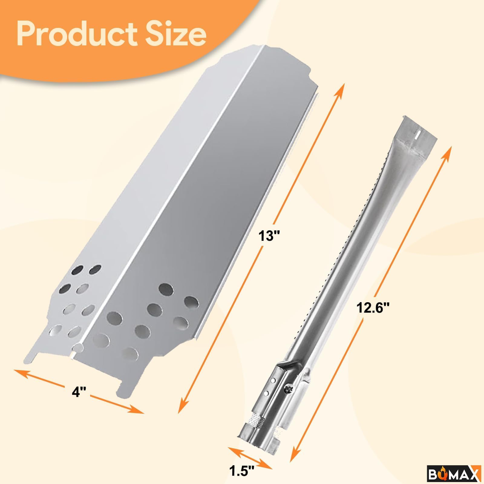 BQMAX burner tube close-up showing precision holes for consistent flame control