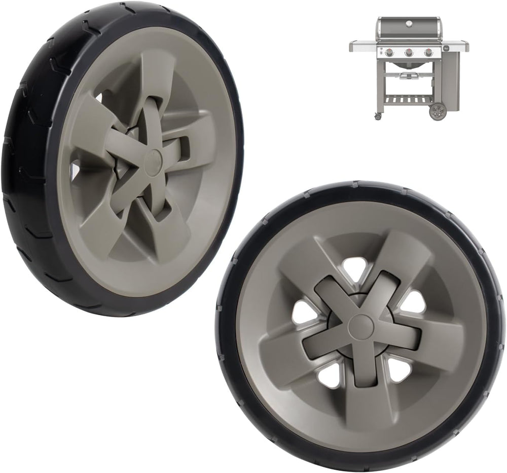 BQMAX front view of two 8-inch replacement wheels showing fit and finish for easy mobility