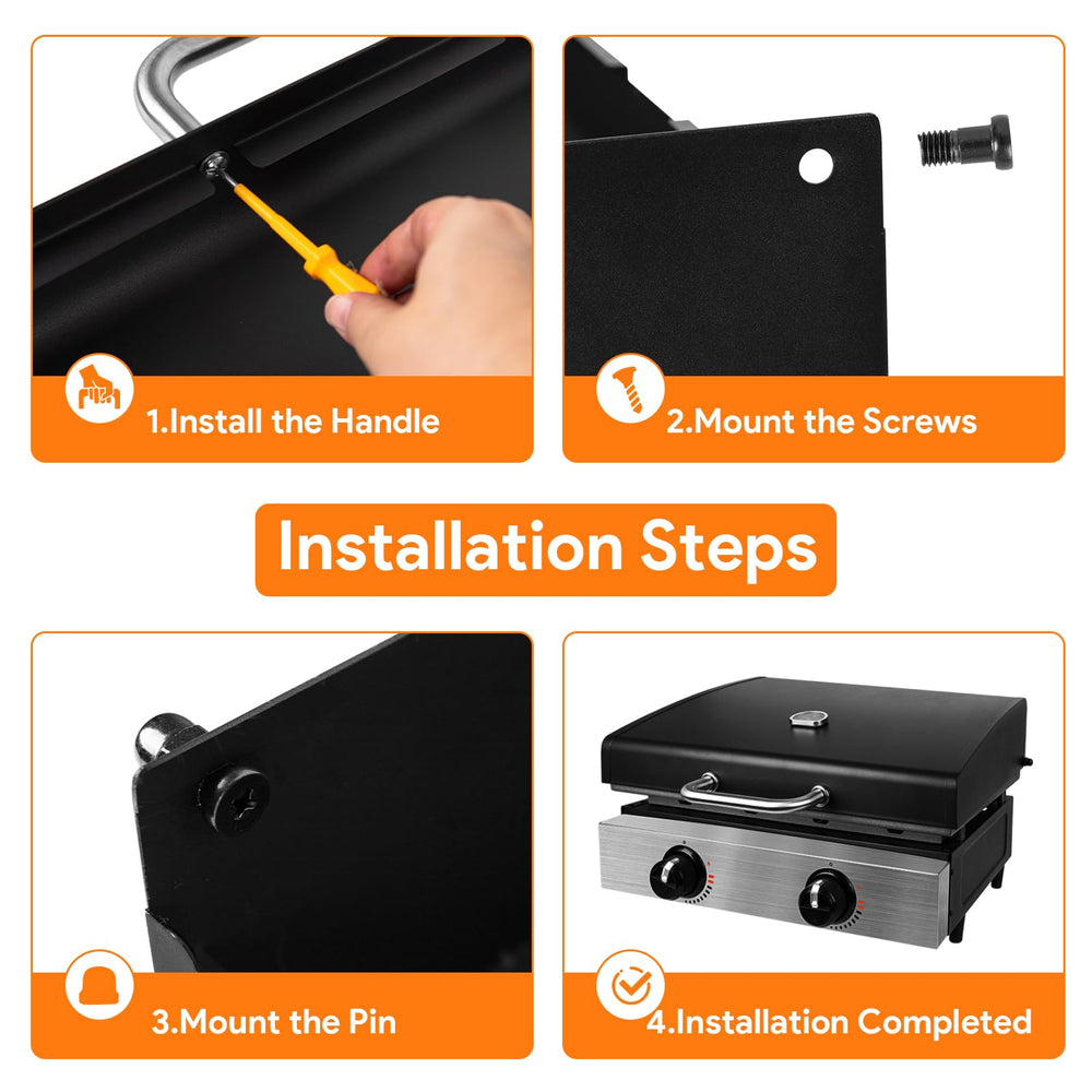 BQMAX lid close-up aligned with griddle temperature gauge for accurate cooking control