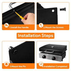 BQMAX lid close-up aligned with griddle temperature gauge for accurate cooking control