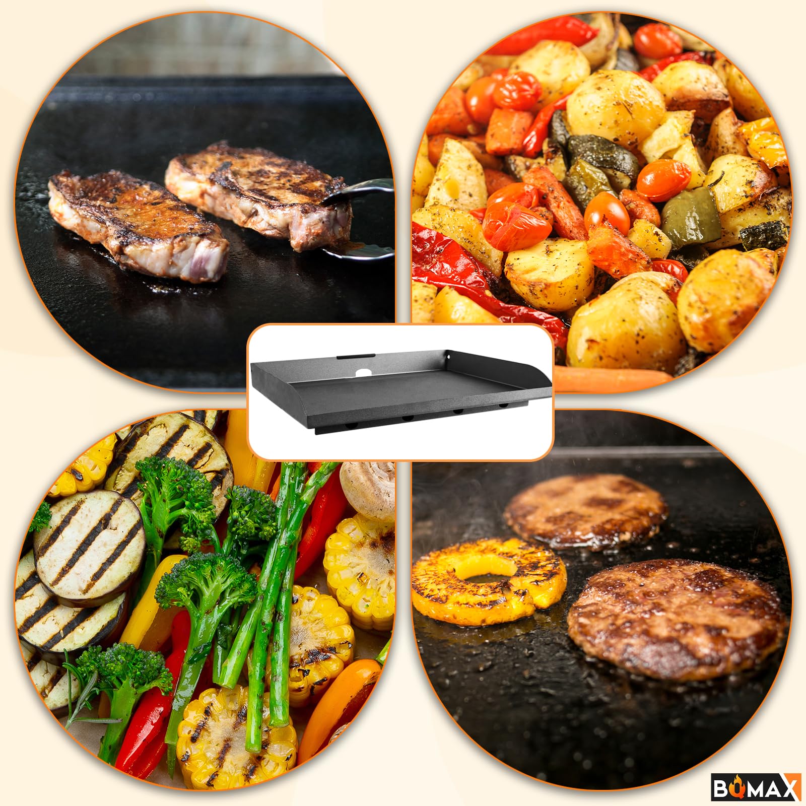 BQMAX packaged griddle top ready to ship emphasizing complete replacement convenience