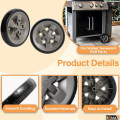 BQMAX wheel installed on Weber cart showing restored movement and convenience
