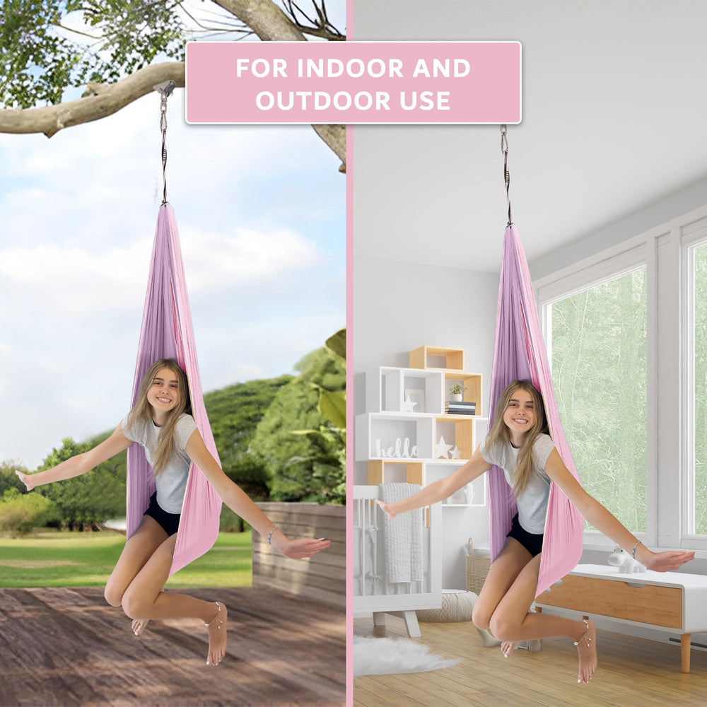 Bradoro adult using swing to show sturdy support and relaxation