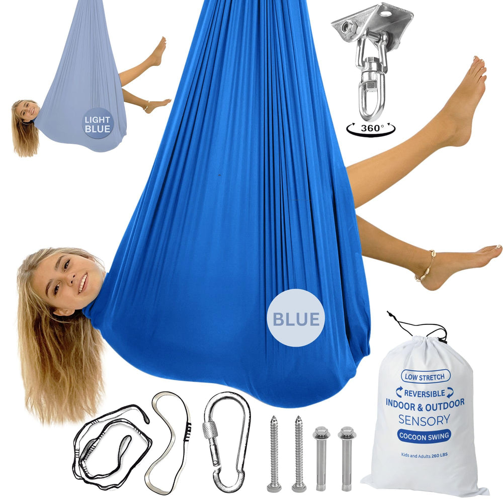Bradoro front view sensory swing showing cocoon comfort and durable build