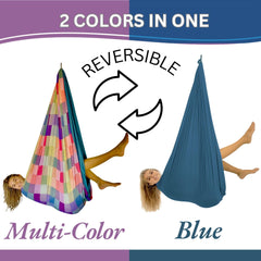 Bradoro swing in a child’s bedroom providing a cozy calming spot for play