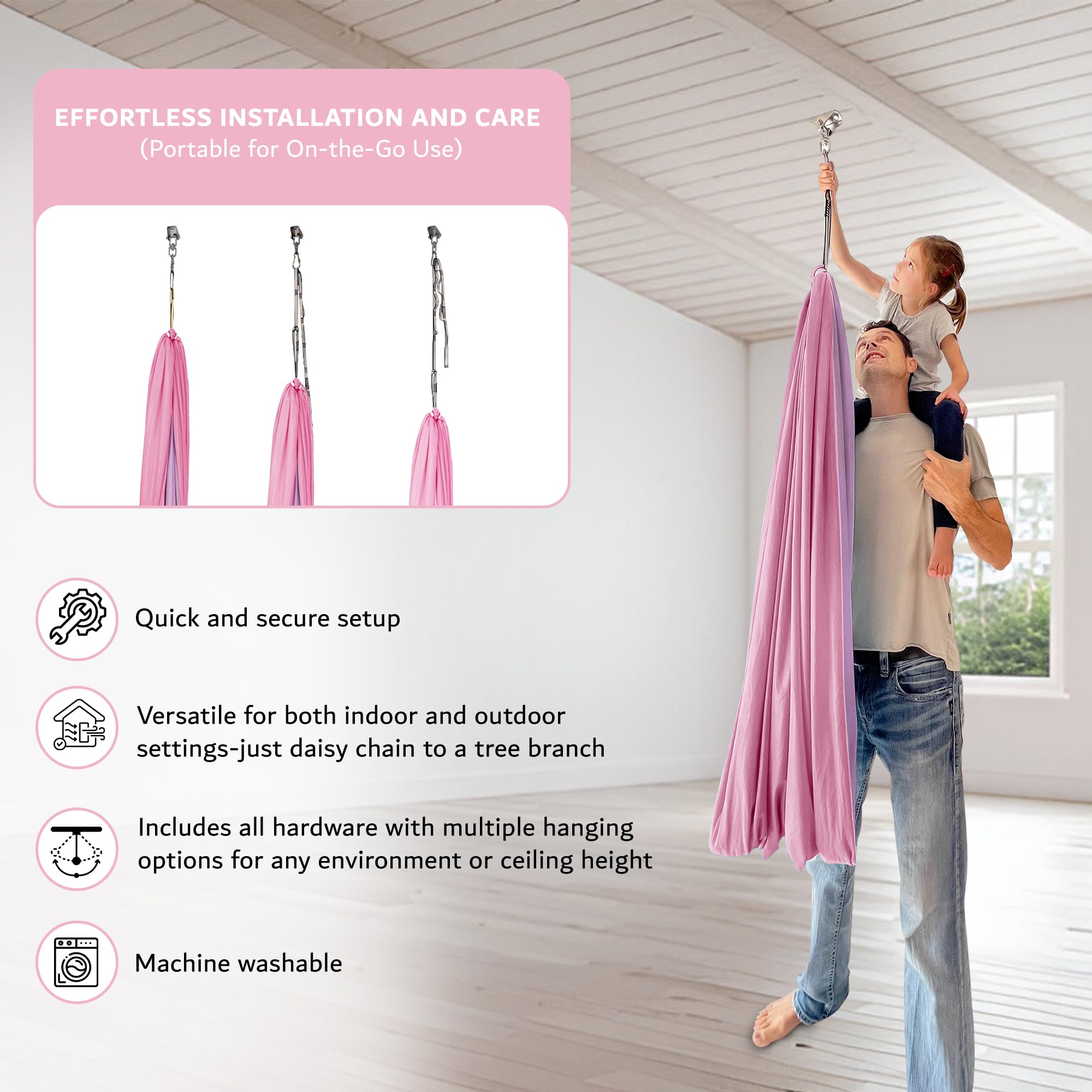 Bradoro swing hung on patio illustrating outdoor versatility and relaxation