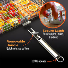 Braize angled view with removable handle detached highlighting compact storage advantage