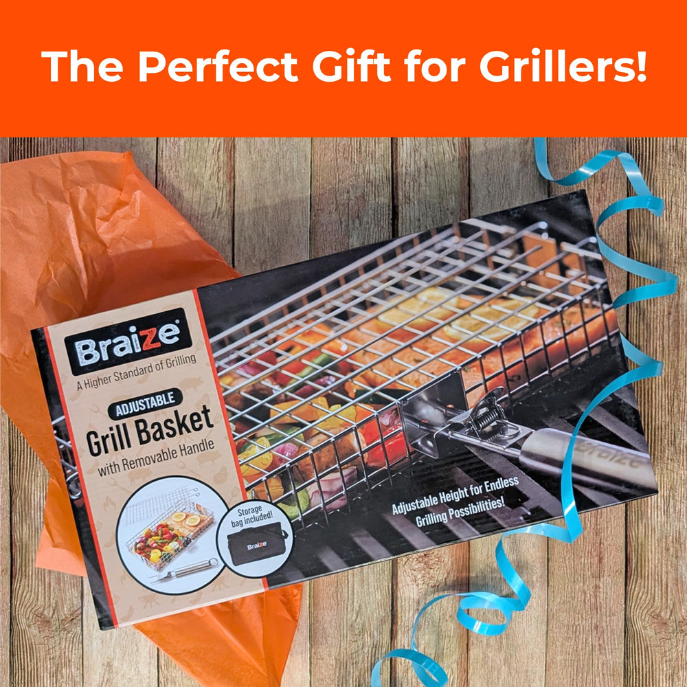 Braize basket in use with mixed vegetables on grill offering even charring benefit