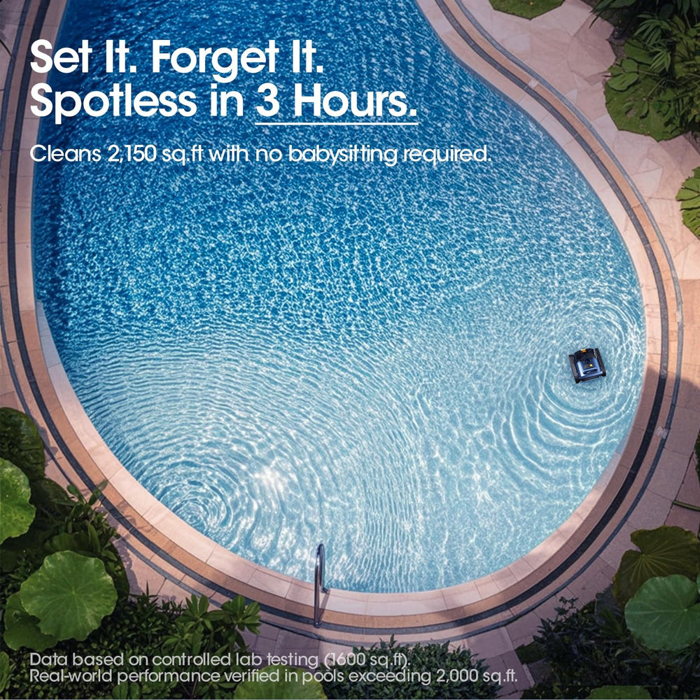 brand size and scale with poolside hands demonstrating portable handling