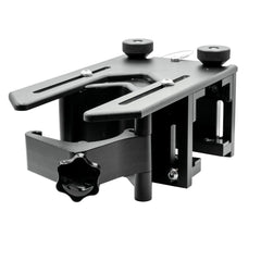BRANDREW INNOVATIONS front view of Rail-EZ bracket showing mounting face and pole slot for easy installation
