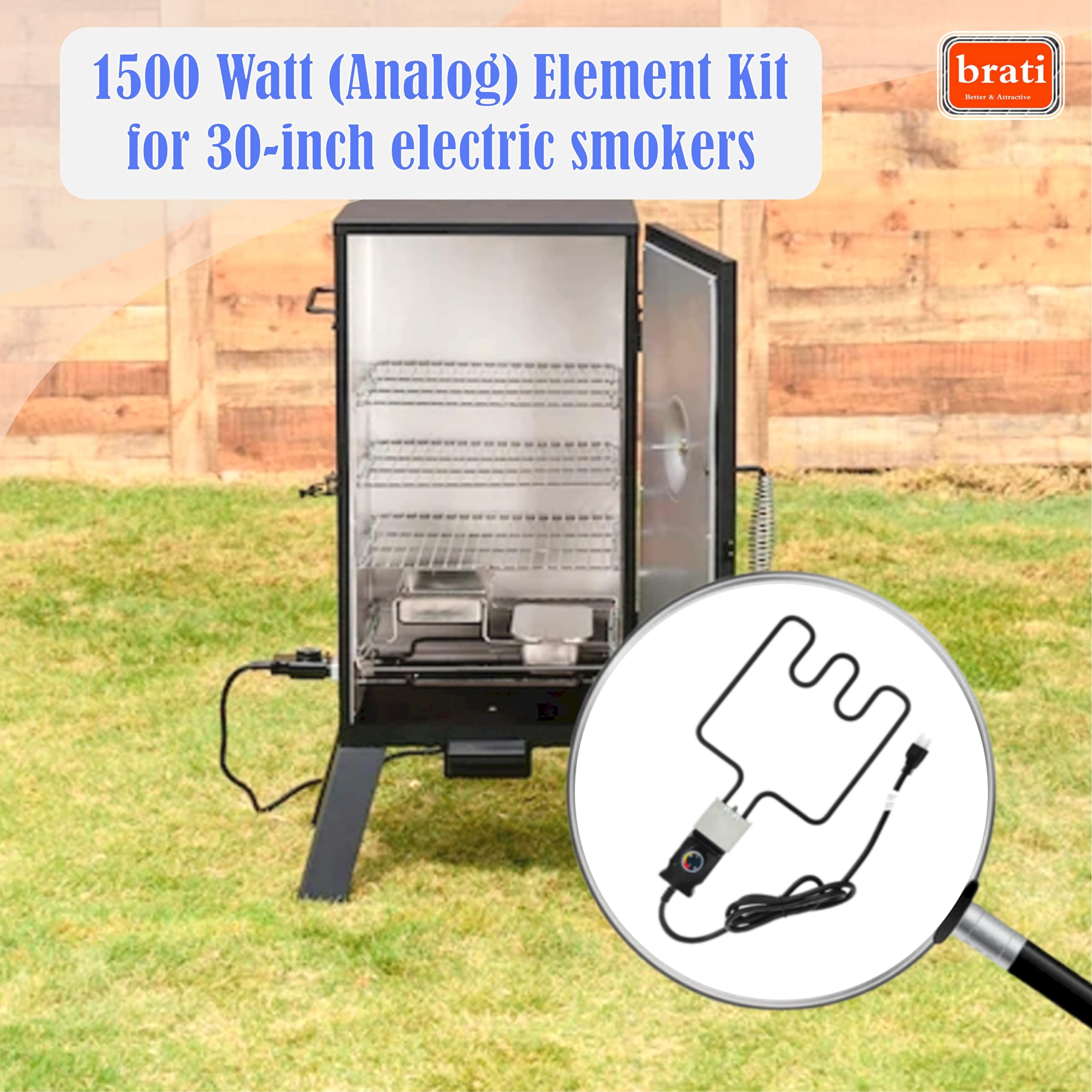 brati element beside ruler for scale, confirms correct size for Masterbuilt 30-inch smokers