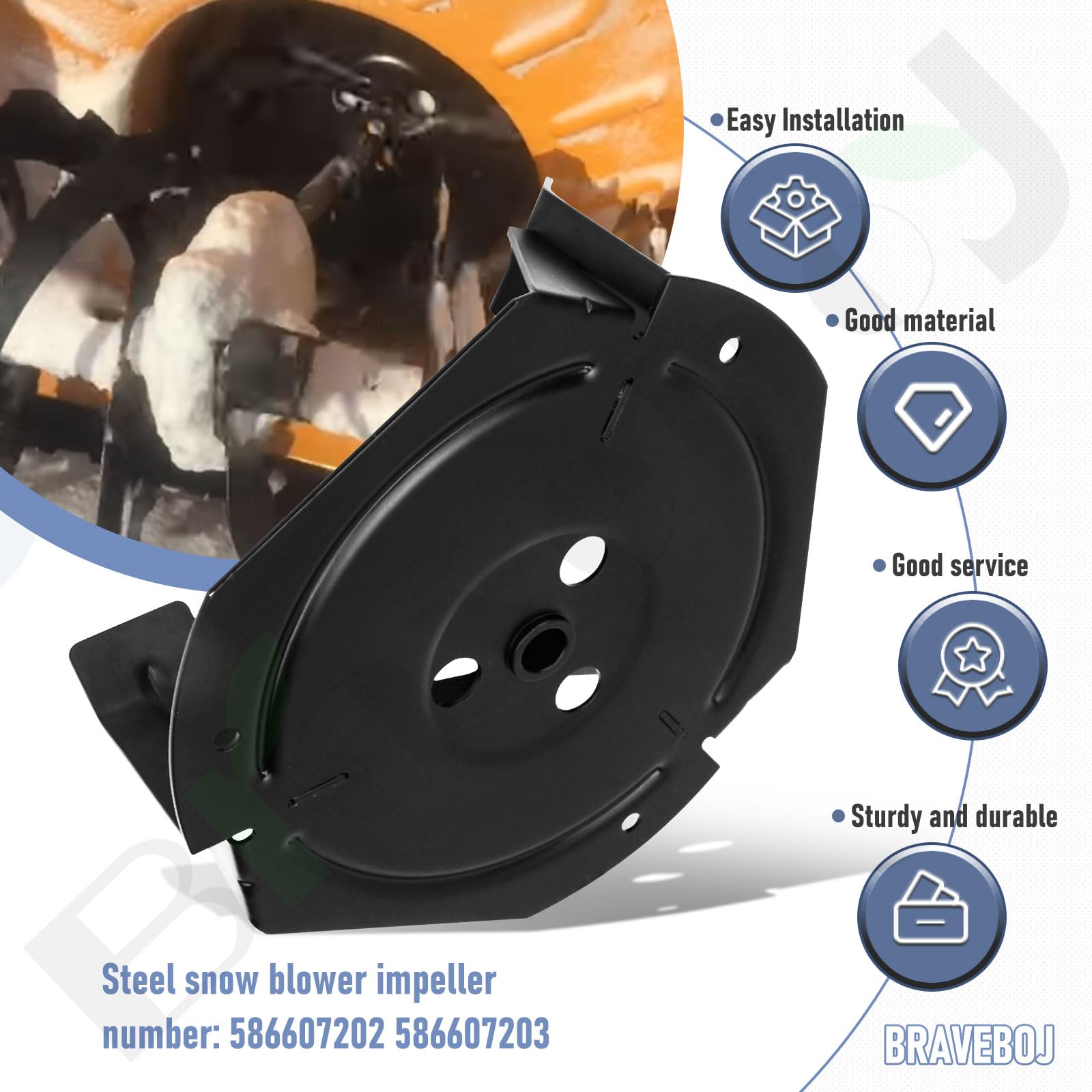 Braveboy impeller next to ruler showing size and scale benefit accurate replacement