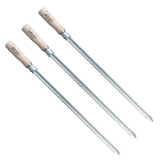 Brazilian Flame close-up of flat stainless-steel shaft highlighting secure food hold