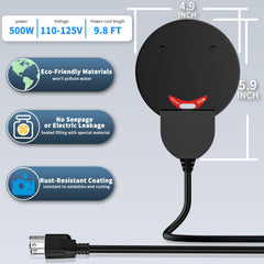 Brbecon power cord and plug detail showing long cord benefit for outdoor use