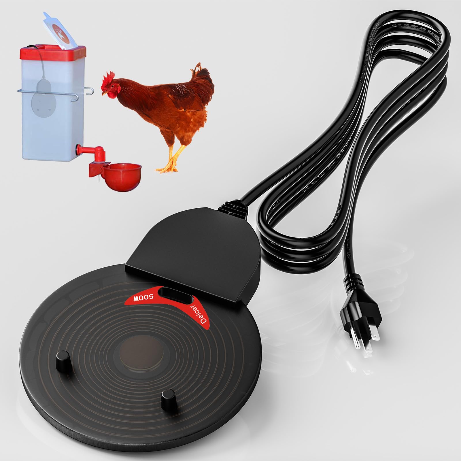 Brbecon product label and specs plate showing clear safety and power details