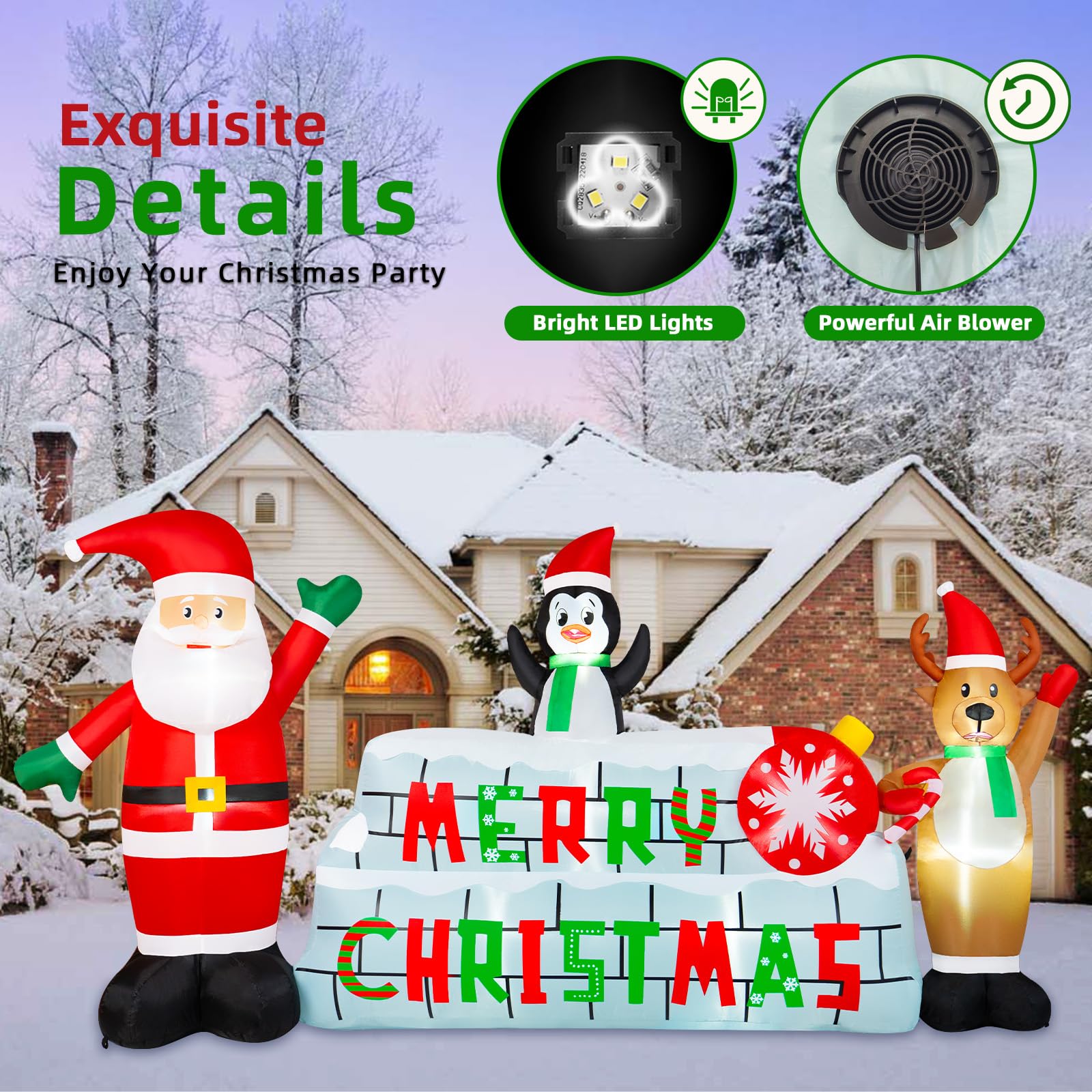 BRDJade Merry Christmas banner with integrated LEDs providing clear night visibility